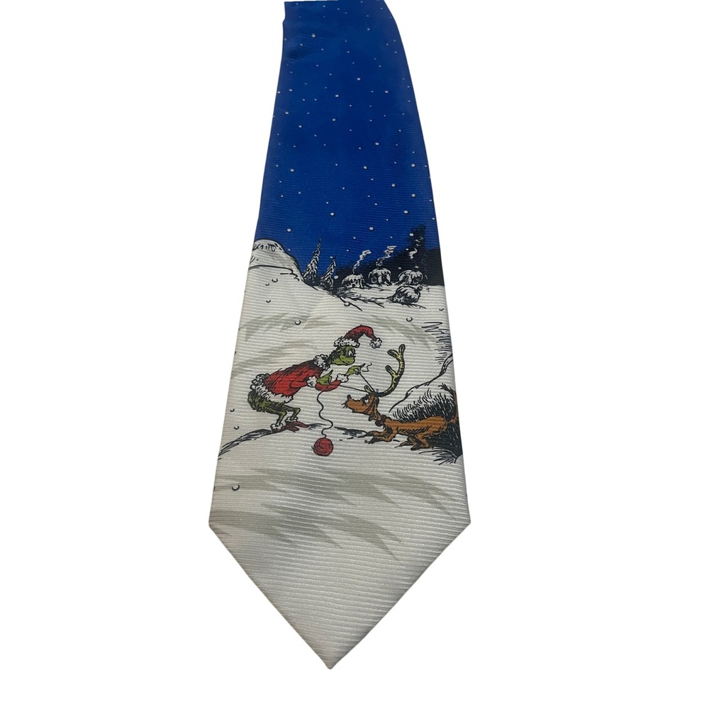 Dr. Seuss Necktie The Grinch Max Christmas Holiday Blue Graphic Tie